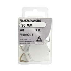 PLAKKAATHANGER ZELFKLEVEND WIT 30 MM 9ST