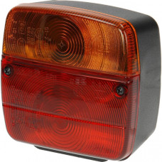 ACHTERLICHT VIERKANT 12/24 V, ROOD/AMBER, SCHROEFBEVESTIGING, 105X100X52 MM, ZONDER NUMMERBORDVERLICHTING