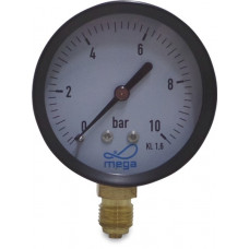 PROFEC MANOMETER 63 MM BUITENDRAAD -1 - 15BAR ZWART TYPE DROOG ONDERAANSLUITING 1/4"