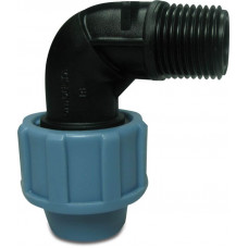 UNIDELTA KNIE 90° PP 16 MM X 3/4" KNEL X BUITENDRAAD 16BAR ZWART/BLAUW DVGW/KIWA/WRAS