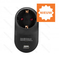 STEKKER WCD+RA+USB TYPE A&C ZWART