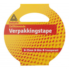 VERPAKKINGSTAPE ZELKLEVEND PP IN HULS TRANSPARANT 66 M X 25 MM