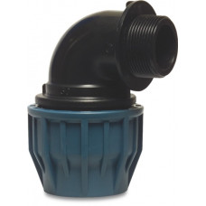 JASON KNIE 90° PP 25 MM X 1" KNEL X BUITENDRAAD 16BAR ZWART/BLAUW DVGW/KIWA/WRAS/SVGW