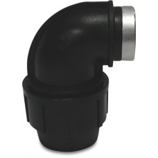 JASON KNIE 90° PP 20 MM X 3/4" KNEL X BINNENDRAAD 16BAR ZWART/BLAUW DVGW/KIWA/WRAS/SVGW