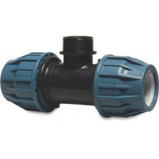 JASON T-STUK 90° PP 32 MM X 1/2" X 32 MM KNEL X BUITENDRAAD X KNEL 16BAR ZWART/BLAUW DVGW/KIWA/WRAS/SVGW