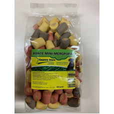 BONTE MINI-MERGPIJPJES 400 GR./ZAKJE (STAAND)